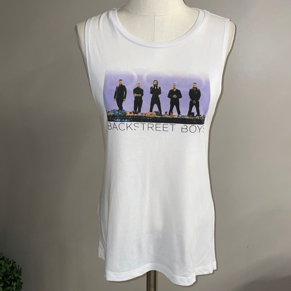 Backstreet Boys White Sleeveless Top